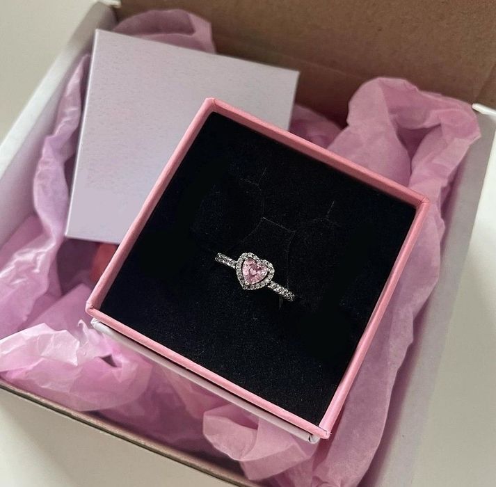 Inele Pandora argint 925 inima roz rosie alba rose gold heart aur