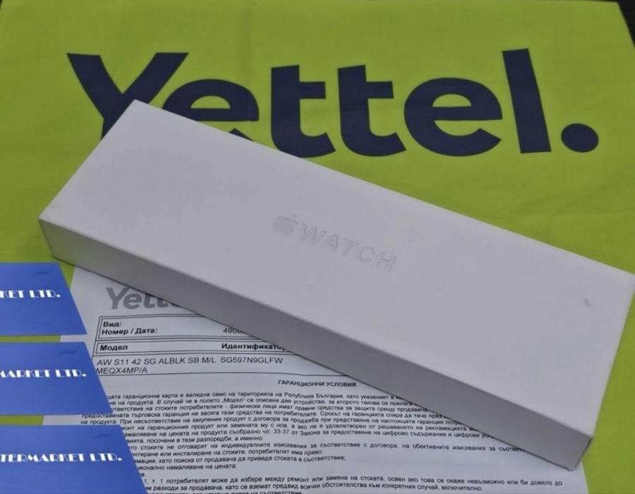 КАТО НОВ 42mm Apple watch 11 GPS Гаранция Yettel 3г. 2029 Space Gray / Black