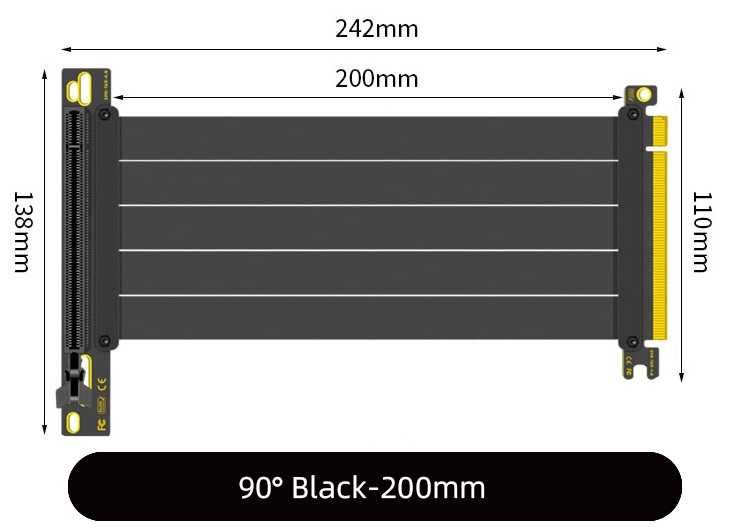 Кабел extender/удължител PCI-E 4.0 16x вертикален монтаж на видеокарта