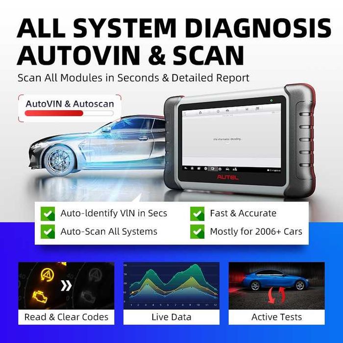 Autel MK808S Tester Original Nou Diagnoză Auto Profesională Multimarcă