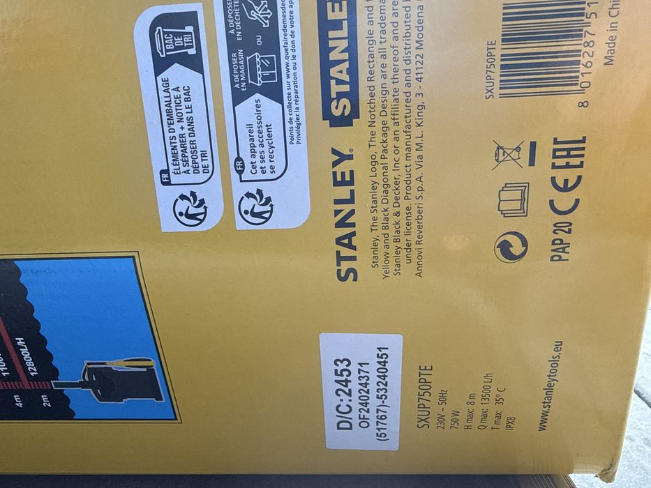 Vind pompa  pt fosa stanley SXUP750PTE cu 35 m de furtun 9 bar de 32mm