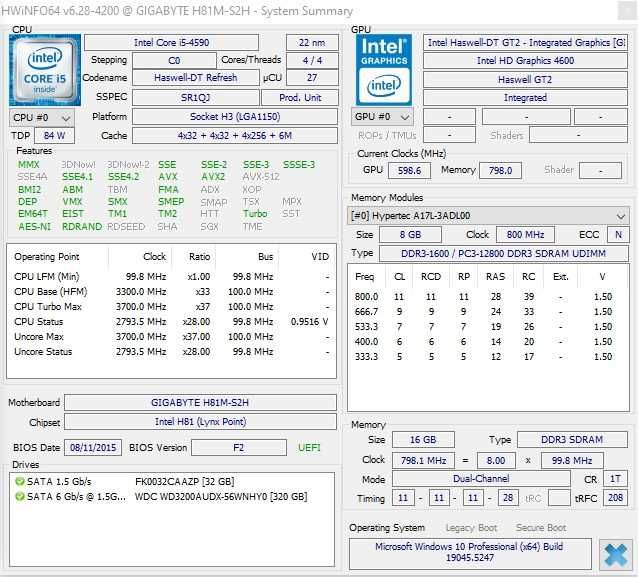 Kit Placa de baza gaming Gigabyte H81M S2H I5 4590 Ram 16Gb