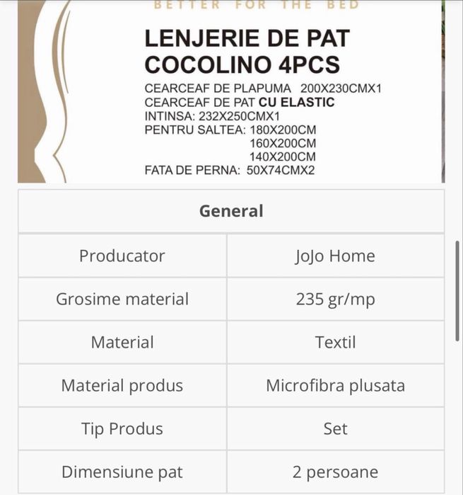 Lenjerie pat Cocolino plusata