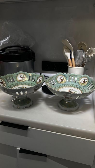 стеклянная этажерка для сухофрукт и фруктовница