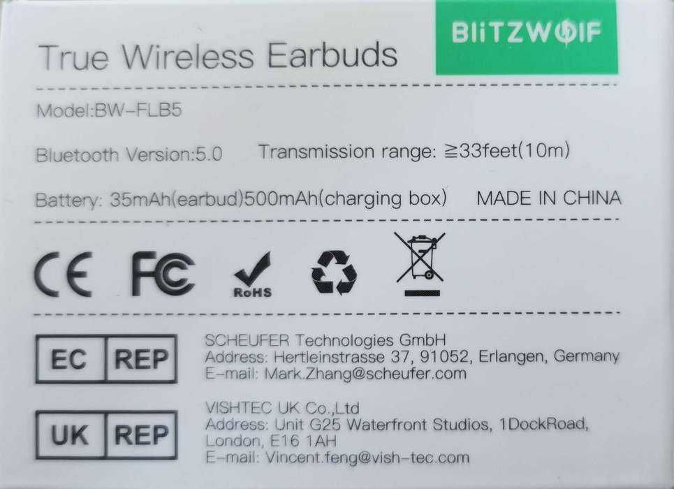 Casti wireless BlitzWolf BW-FLB5 TWS bluetooth V5.0