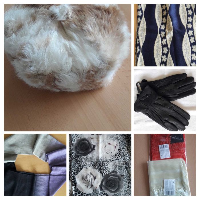 Предлагам нови дамски шалове, кожени шапка и ръкавици, изгодно!