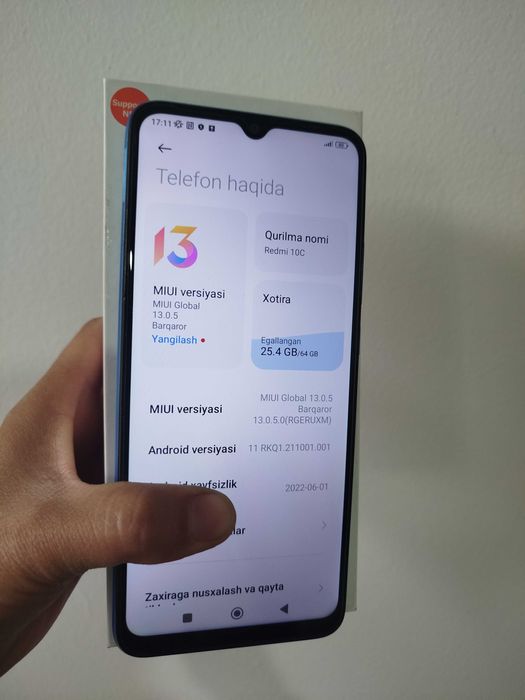 Redmi 10c yangi holatda 650ming