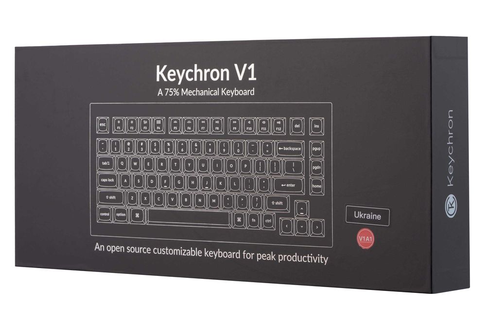 }Keychron V1 ANSI 75% 84 Key Frosted Black Full Assembled Knob Switch