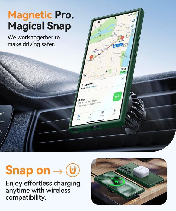 Матов magsafe кейс за samsung galaxy s24 ultra - зелен