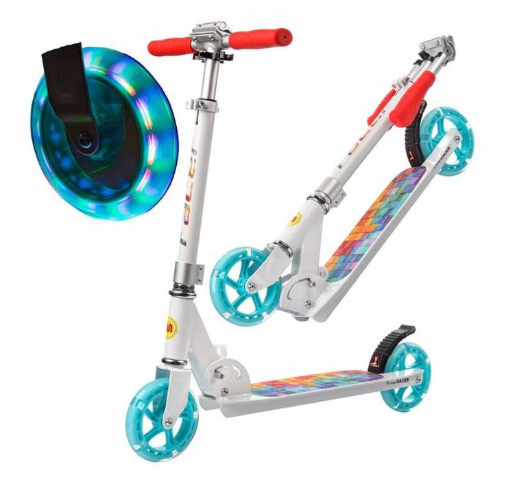 Vand trotineta Meteor Racer Cube, Aluminiu/Otel, 51 cm x 11,7 cm x Inaltime Reglabila 66-85 cm, Multicolor