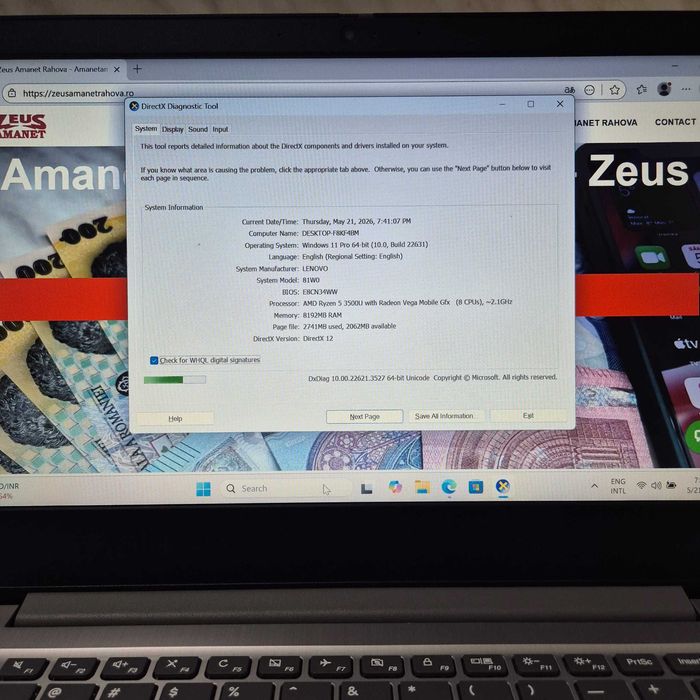 Lenovo IdeaPad3 Ryzen 5 gen 3 8gb 500gb Zeus Amanet Rahova 35129