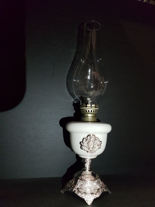 Lampa pe gaz,placata cu argint