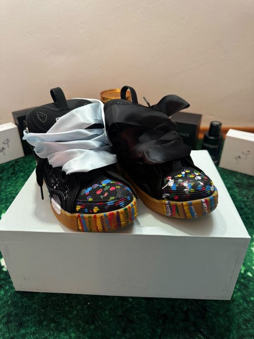 Papuci Lanvin Curb Negri Vopsea