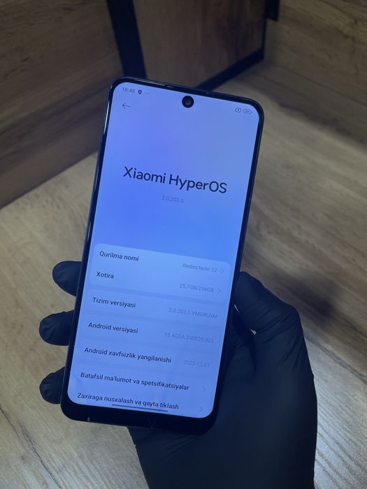 Redmi note 12 xotira 8/256 Gb