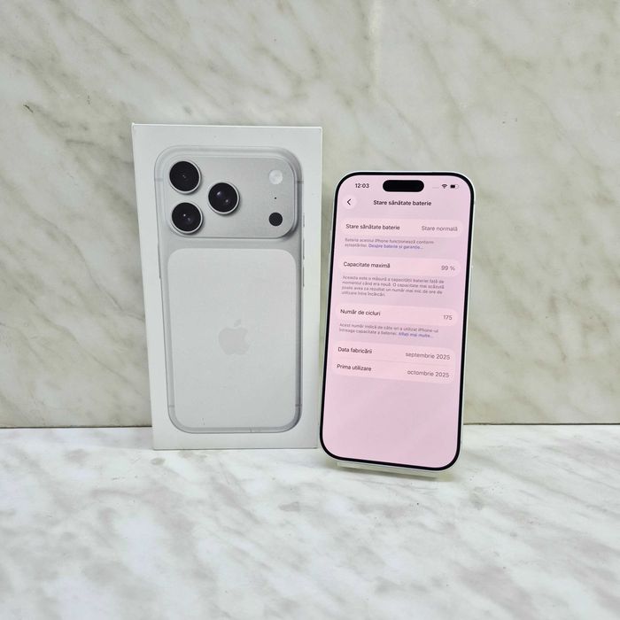 iPhone 17 Pro Silver, 256GB, 99% baterie Zeus Amanet Militari 37244