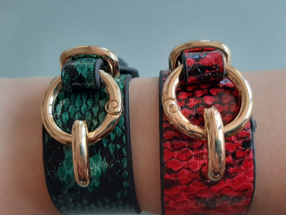 Ефектни гривни със змийски ефект.Естествена кожа!НОВИ!