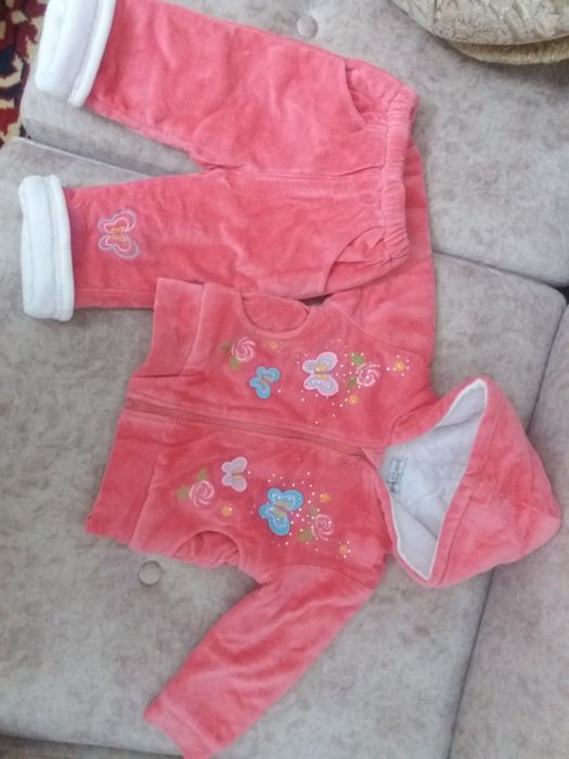 Куртка со штанишками теплая на зиму на малышку от 7 мес до 1,5года