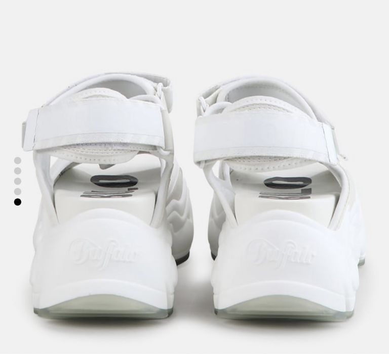 Buffalo - Sandale wedge cu velcro Binary, ALB/NEGRU   38