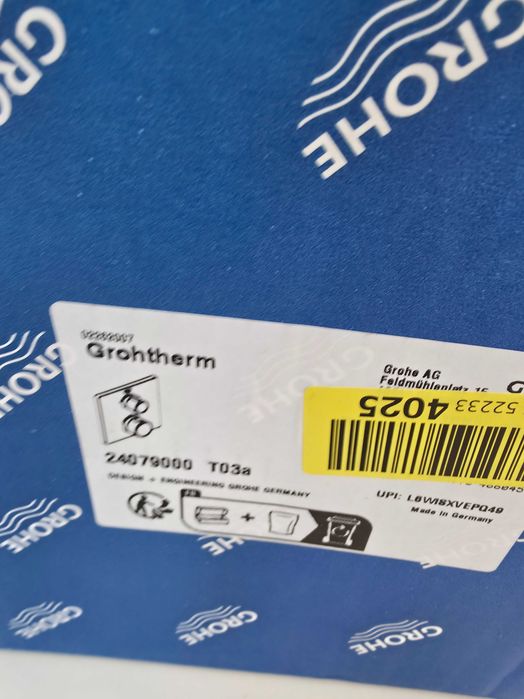 Grohe Grohtherm - Baterie dus cu termostat, Incastrata, crom
