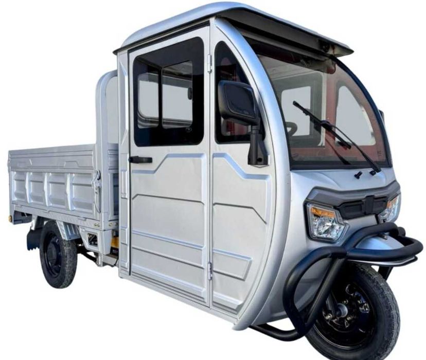 Tricicleta Electrica Triciclu cu Cabina incalzita, Volan, Fara Permis CIV RAR inclus, Cargo TUK TUK Bena Basculabila Baterie 58Ah