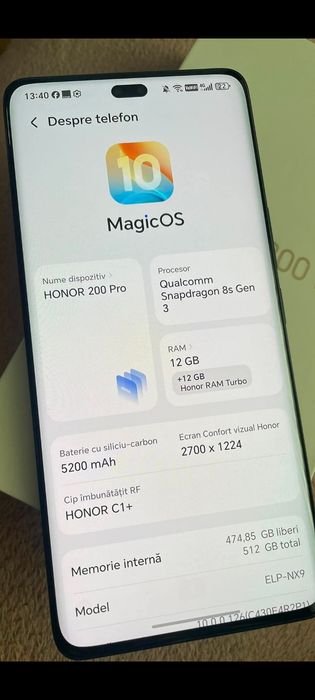 Honor 200 Pro 5G 12GB RAM cu 512 GB fullbox garanție 1 an