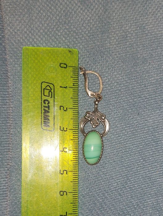 серьги мельхиор,малахит