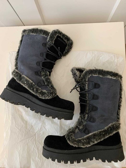 Cizme dama Skechers (snow boots) piele naturala marime 37.5 (24.5 cm)