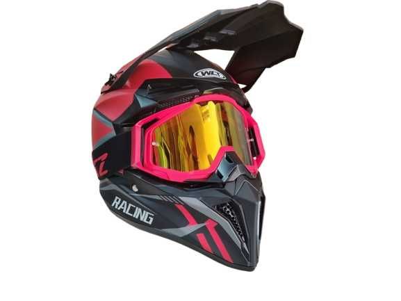 Каска Крос/Атв/Мотор с Очила  4-ри цвята