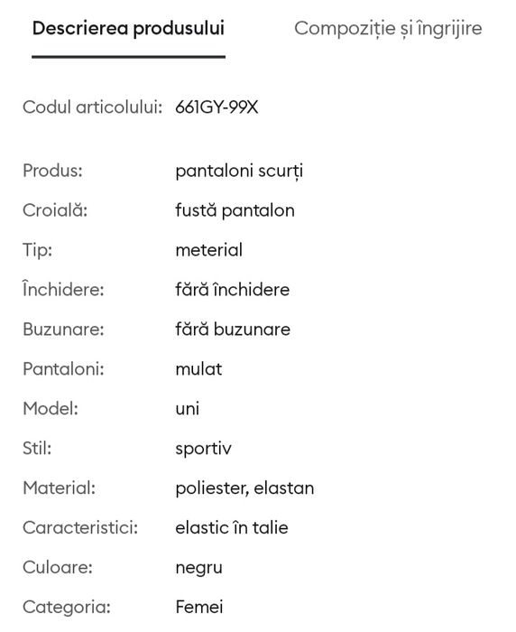 Fustă pantalon mărimea M Sinsay