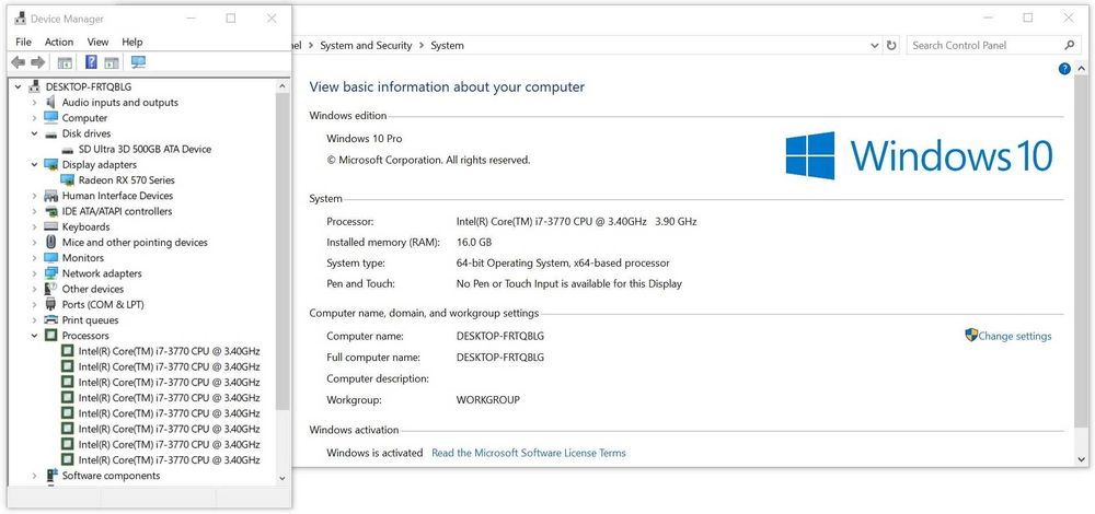 Геймърски компютър i7 RX 570 4GB GDDR5 RAM 16GB SSD 500GB