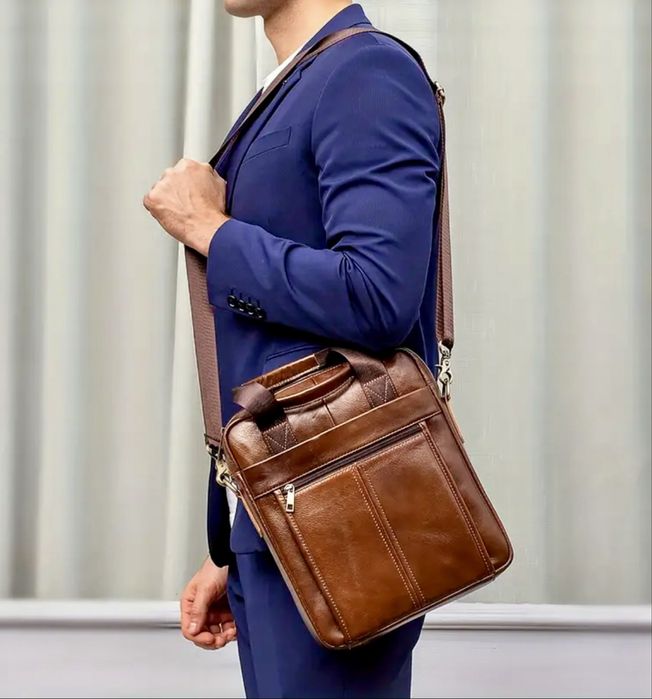Мъжка кожена чанта за през рамо /Модерен кросбоди кежуал -10% Промоция