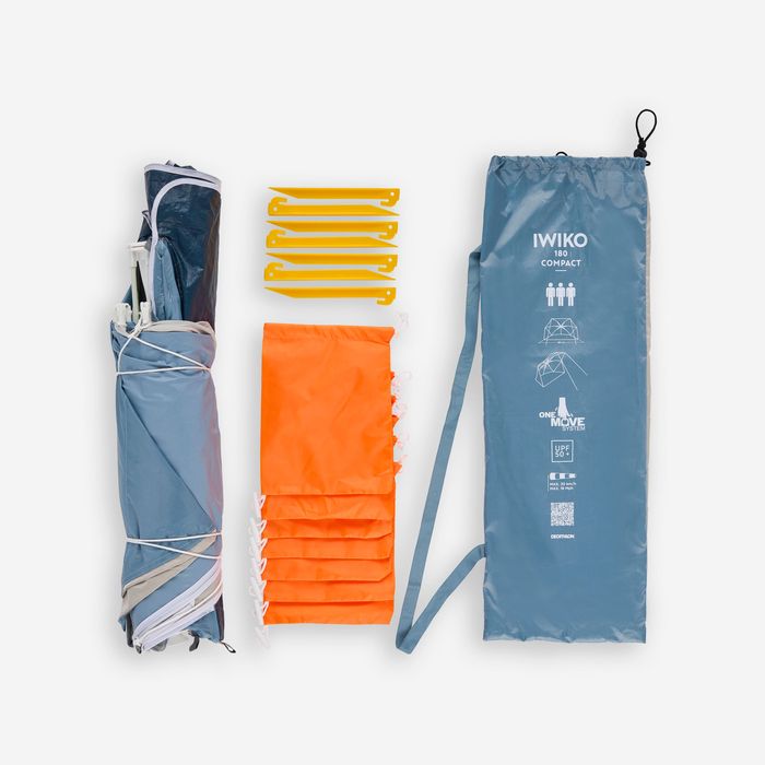 Adăpost de plajă compact 3 locuri Upf 50+ - produs resigilat Decathlon