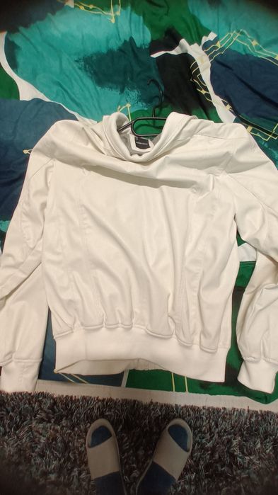 Geacă imitație, crem, M, în stare bună