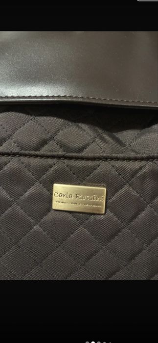 Geanta de mana , Carla Rossini, din piele naturala si textil matlasat