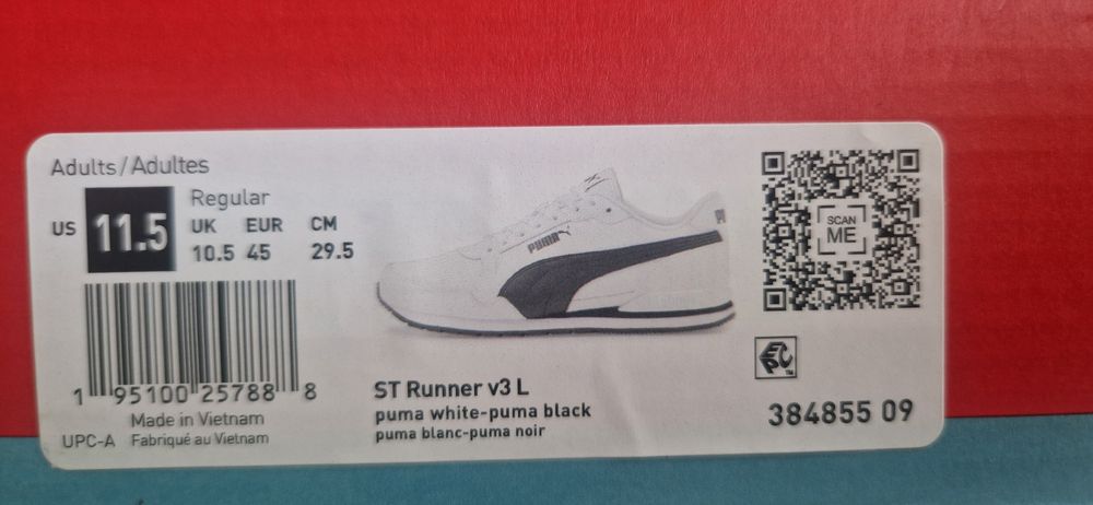 Кроссовки Puma ST Runner v3 L белые 43 размер