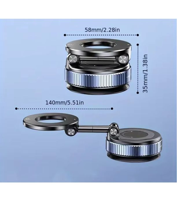 Suport Metalic Magsafe Telefon Auto Pliabil 360 Banda Adeziva Negru