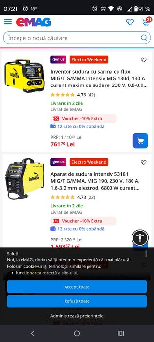 Aparate sudura 2 bucăți + masca + electrozi