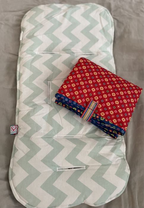 Комплект памучна подложка за количка и подложка за повиване навън