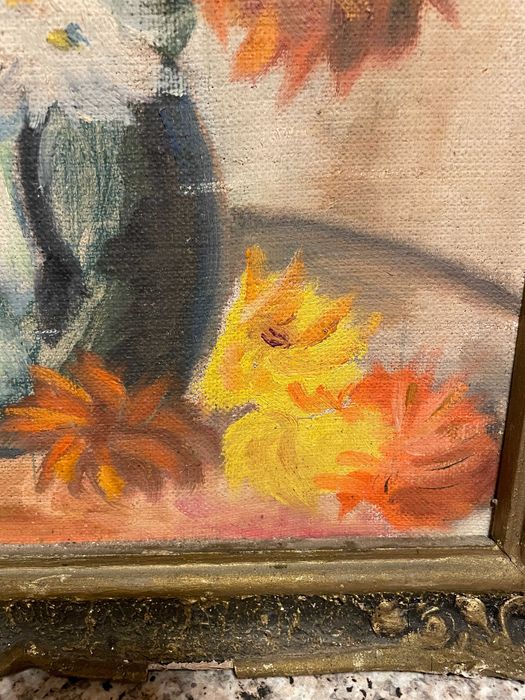 pictura veche pe panza in ulei tablou vechi pe panza in ulei tablou