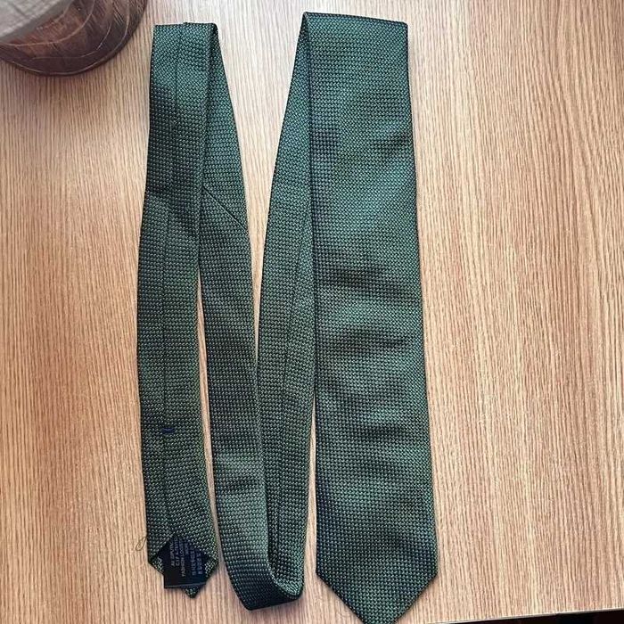 Massimo Dutti cravată verde texturată mătase made in Italy