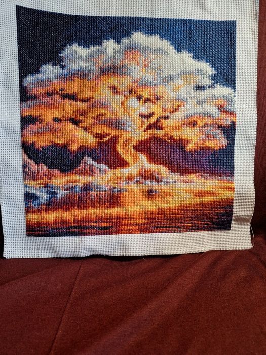 Broderie in cruciulite "Copacul de foc","Bujori", "Balerina"