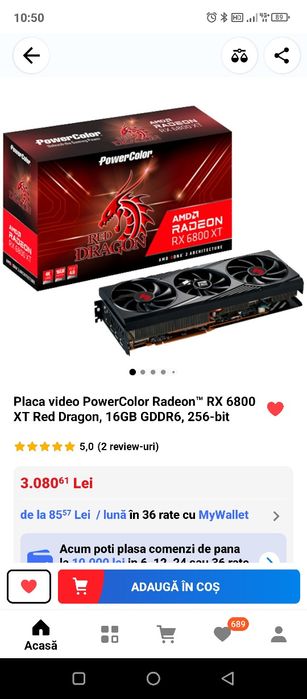 Placa video 6800 xt red dragon 16 gb