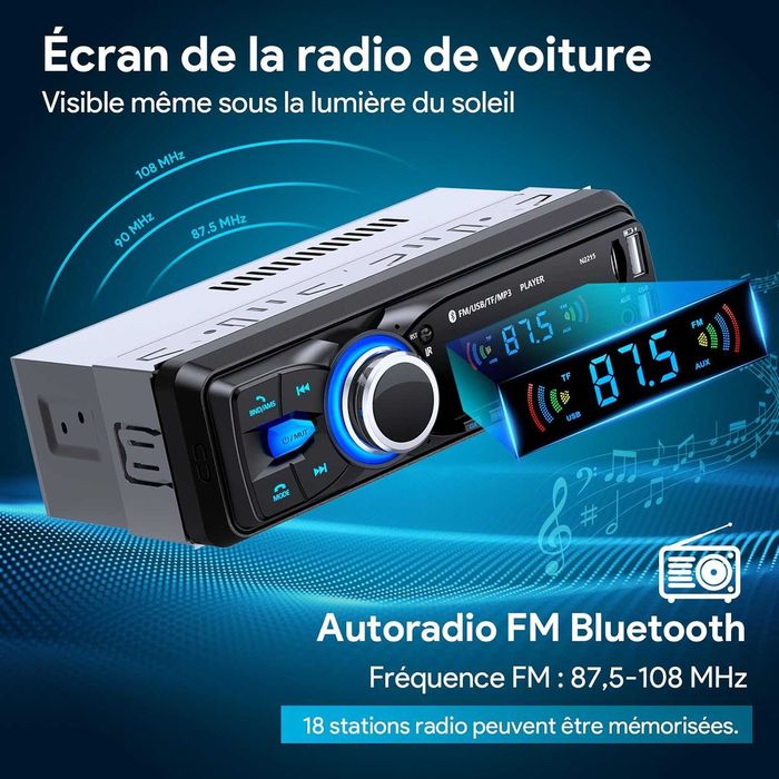 N2215 Bluetooth 5.0 1 Din автомобилно радио, 9-12V, AM/FM, 2 USB, 4-канален