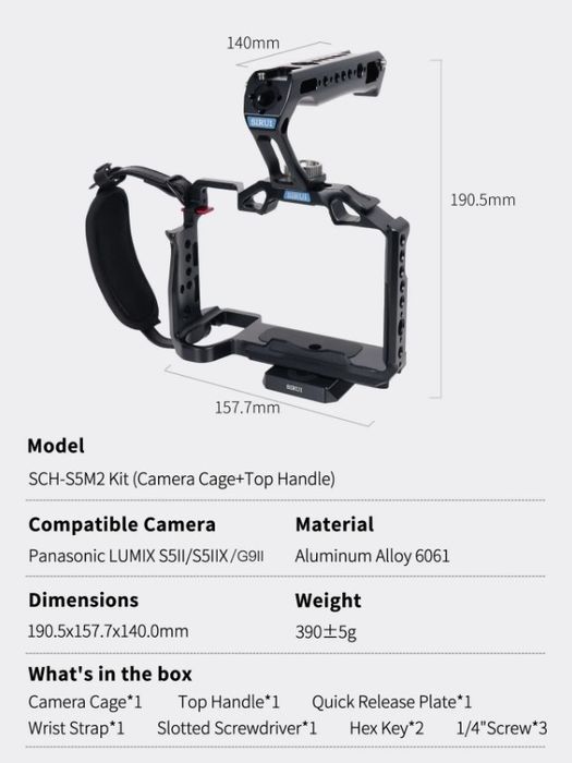 Cage Sirui + Maner pentru Lumix S5II/X si G9II