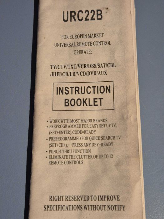 Telecomandă universală Winning 15 în 1, model URC22B-15, noua