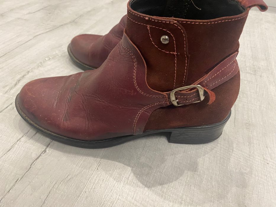 Зимни боти цвят бордо, кожа