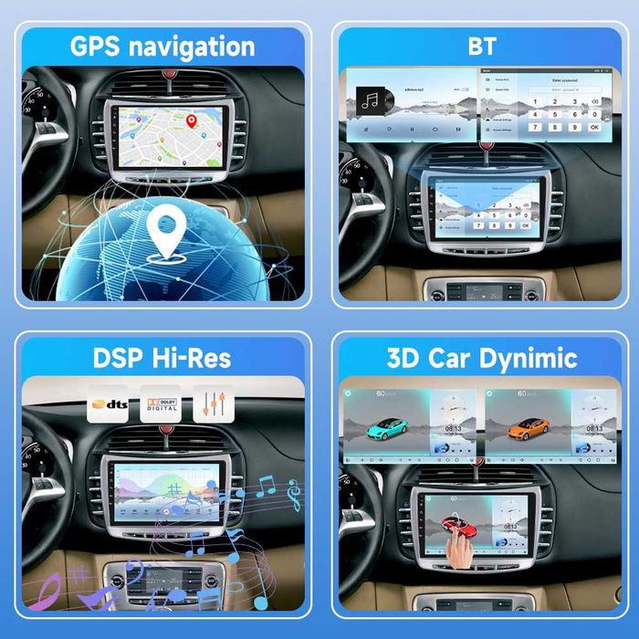 Мултимедия за Lancia Delta, Android, Навигация, Waze, Android Auto, Carplay, Андроид, двоен дин, 2009-2019 година