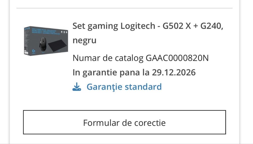 Mouse G502 X + MousePad G240 ( Sunt in garantie )