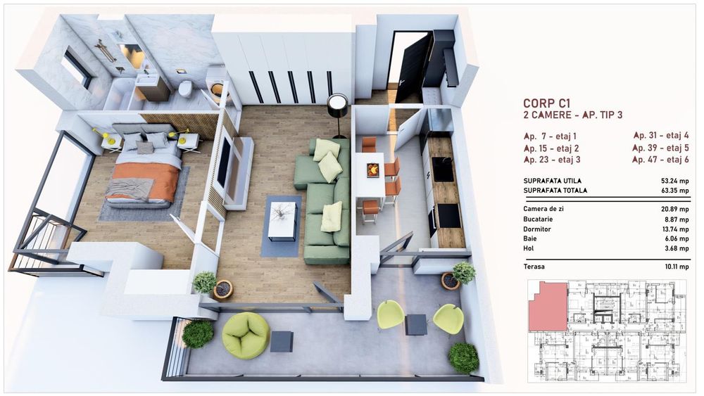 Apartamente cu 2 camere in cartierul Tudor