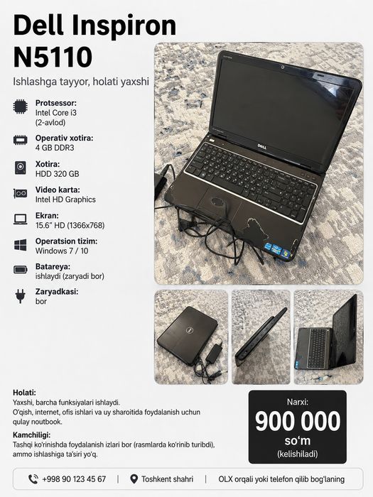 DELL NOUTBOOK  kafolatli